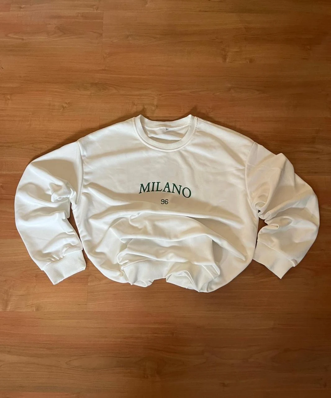 Sweat Milano 96 Blanc Brodé Vintage Streetwear Oversize Taille M